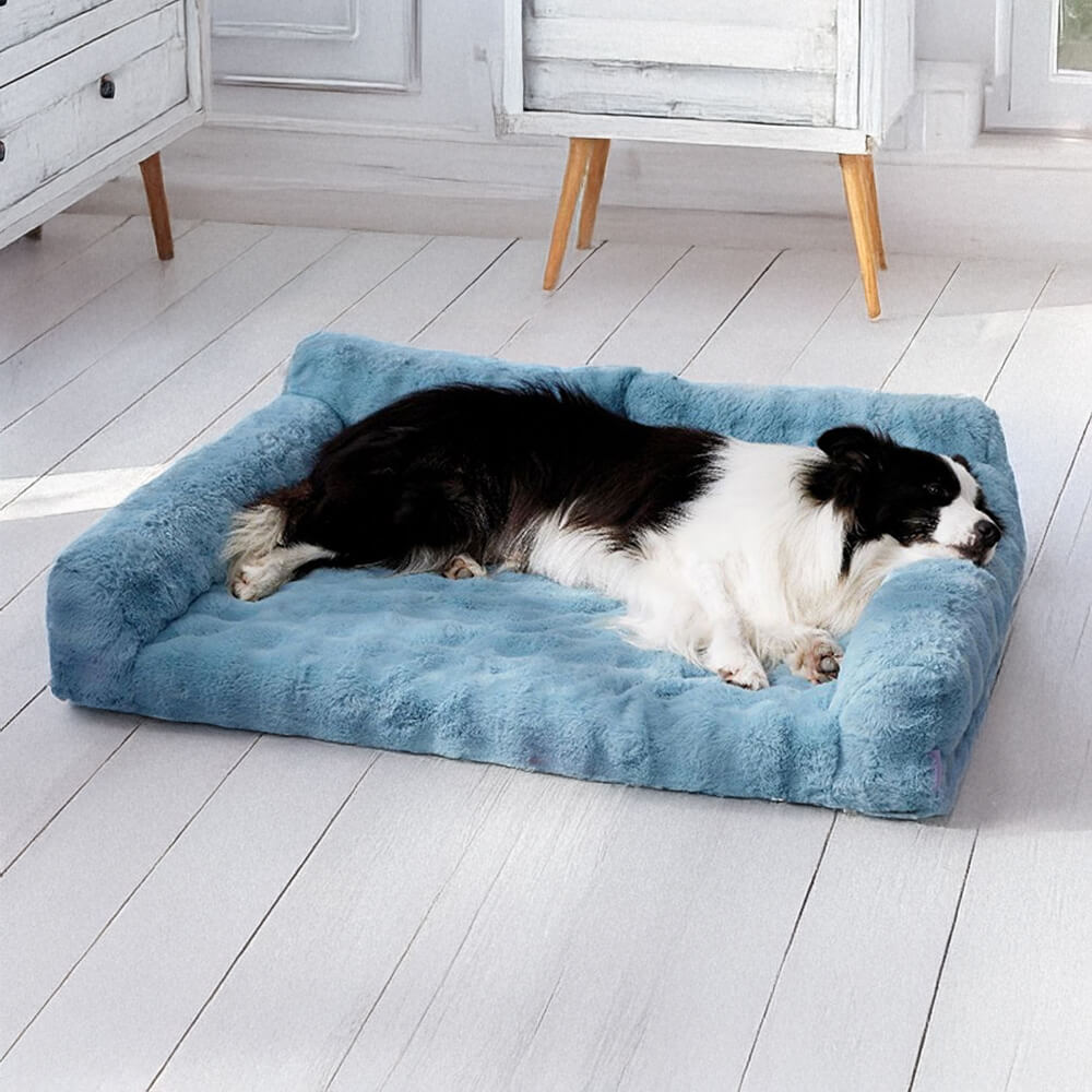 Encosto ergonômico de pele de coelho falso Wave para sofá-cama para cães e gatos