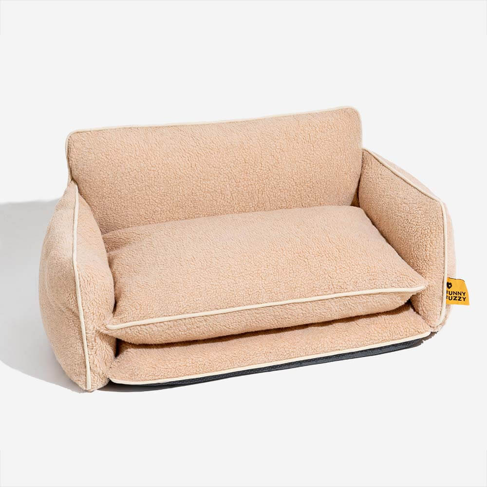 Sofá-cama Macio de Lã de Cordeiro Sintética de Camada Dupla para Cães e Gatos