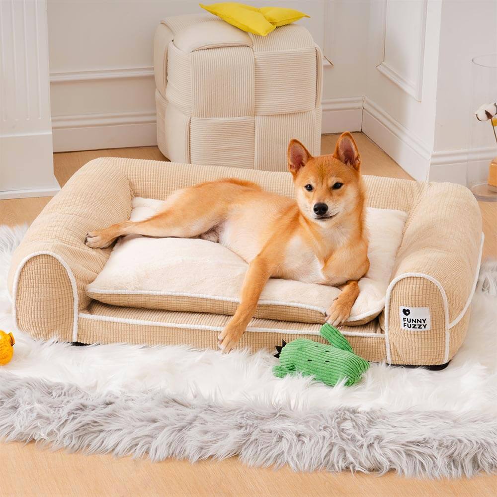 Sofá-cama Ortopédico de Flanela de Dupla Camada para Cães Deluxe