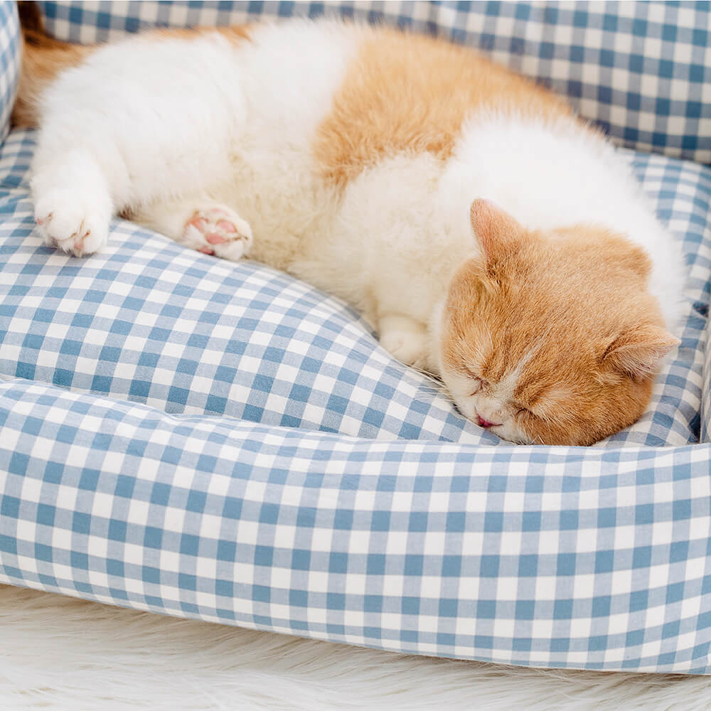 Cama quente destacável para cães e gatos com babados da moda