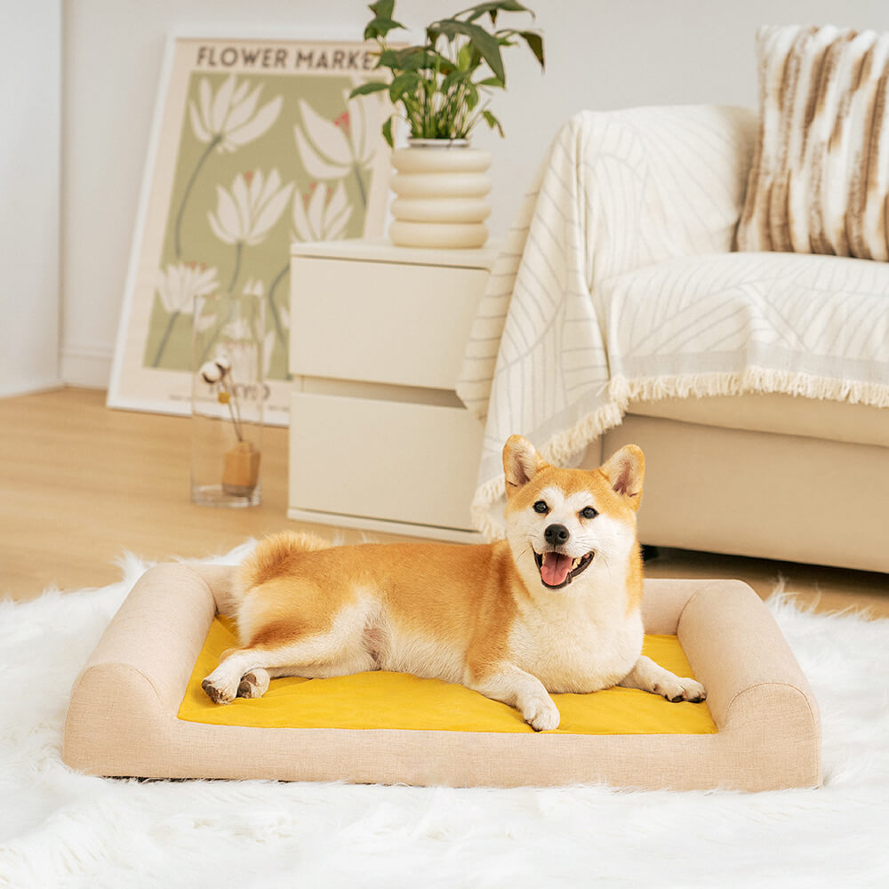 Cama ortopédica confortável para cães com suporte total