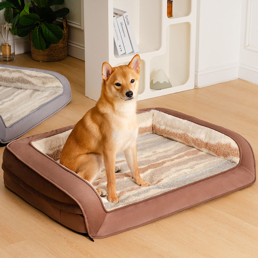 Sofá-cama Ortopédico Aconchegante para Cães em Estilo Moderno de Lã de Carneiro Sintética