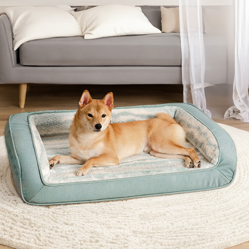 Sofá-cama Ortopédico Aconchegante para Cães em Estilo Moderno de Lã de Carneiro Sintética