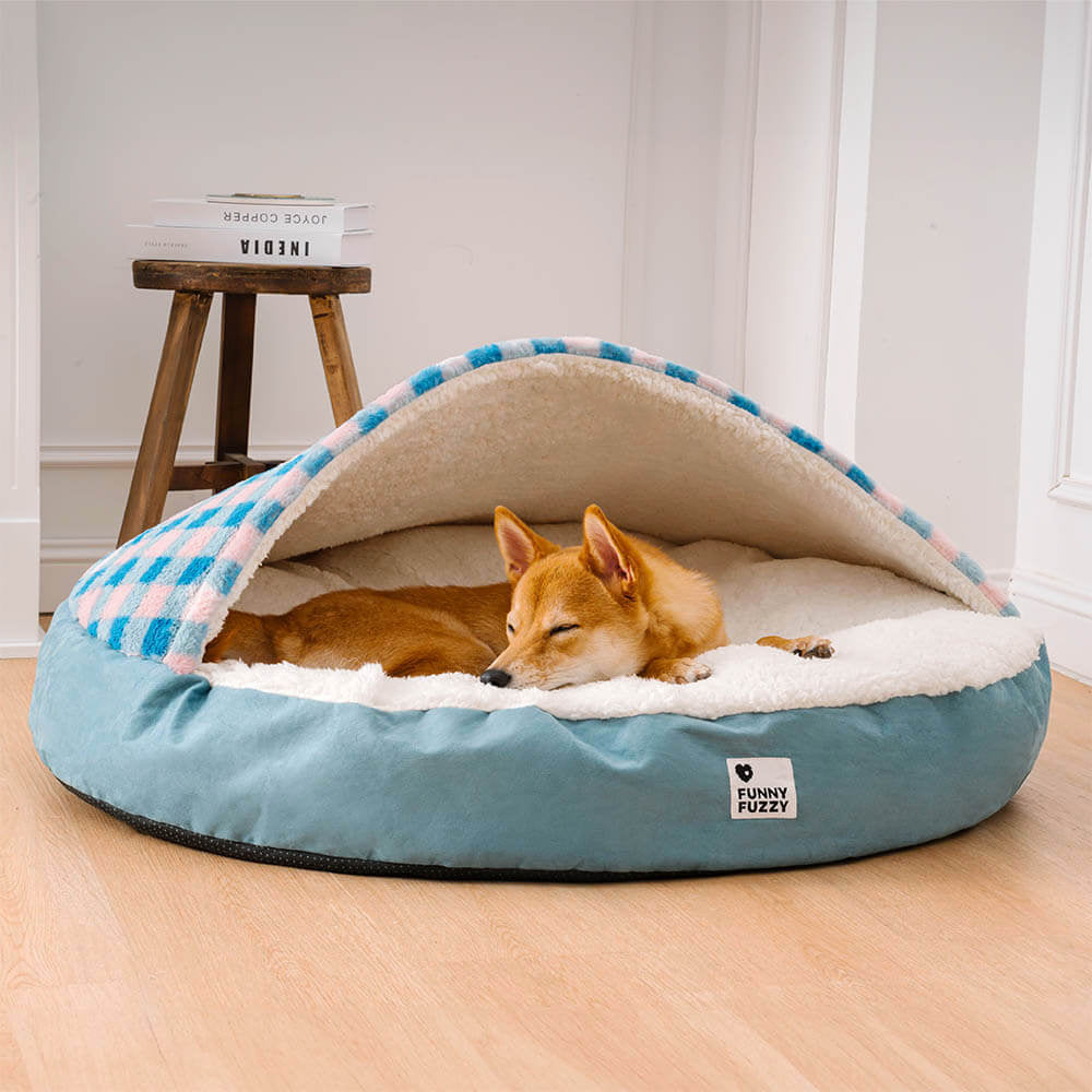 Cama Redonda com Dossel para Cães Pets Esconderijo dos Sonhos