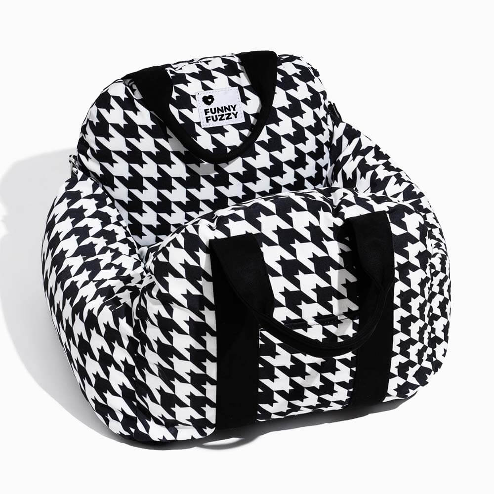 Cama para Assento de Carro para Cachorro Coração Vintage Xadrez