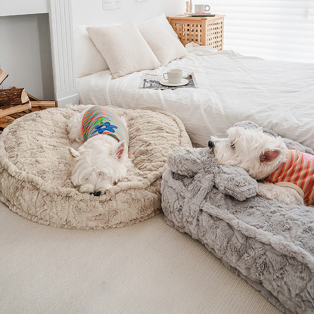 Cama de cachorro calmante em formato de nuvem de osso fofo e aquecido