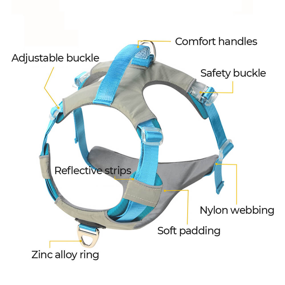 Kit de arnês e trela multifuncional para cães grandes e confortáveis sem puxar