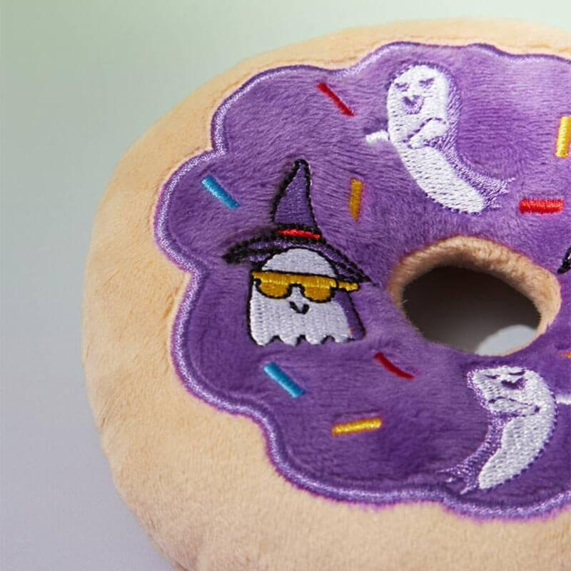 Brinquedo de cachorro de pelúcia donut de Halloween