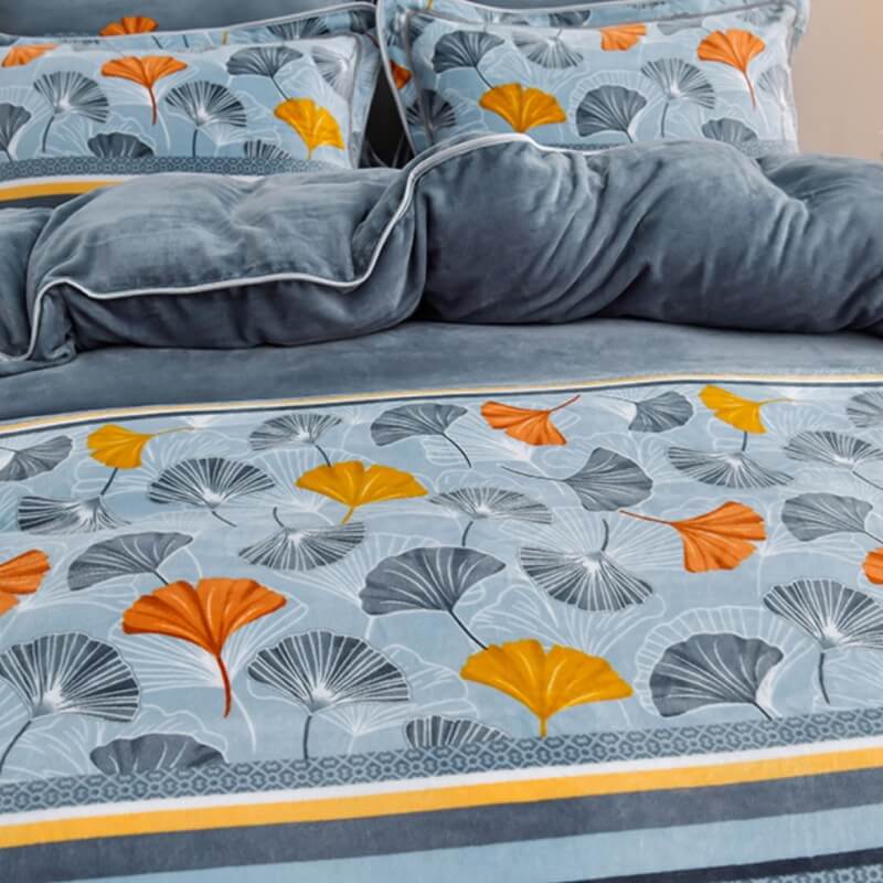 Conjunto de lençóis confortáveis de veludo floral caseiro com saia de cama