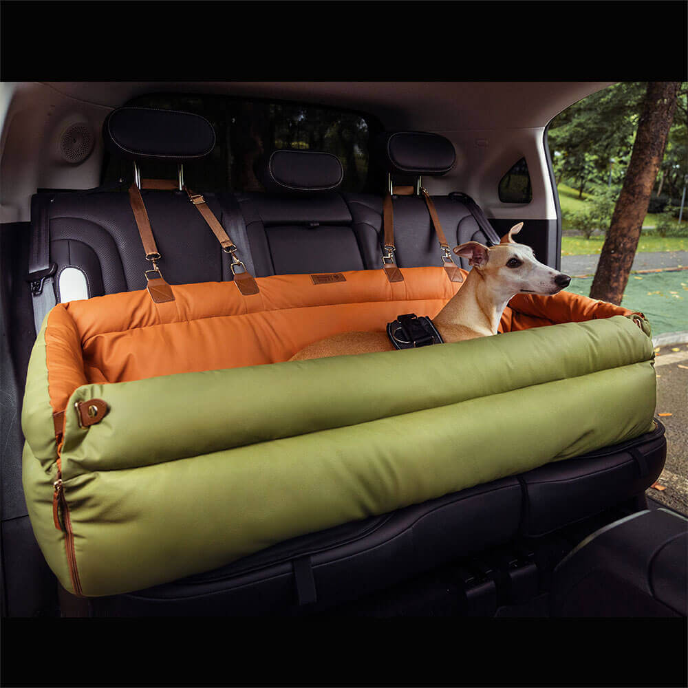 Cama elevatória grande de couro sintético para assento de carro para cachorro - Urban Voyager