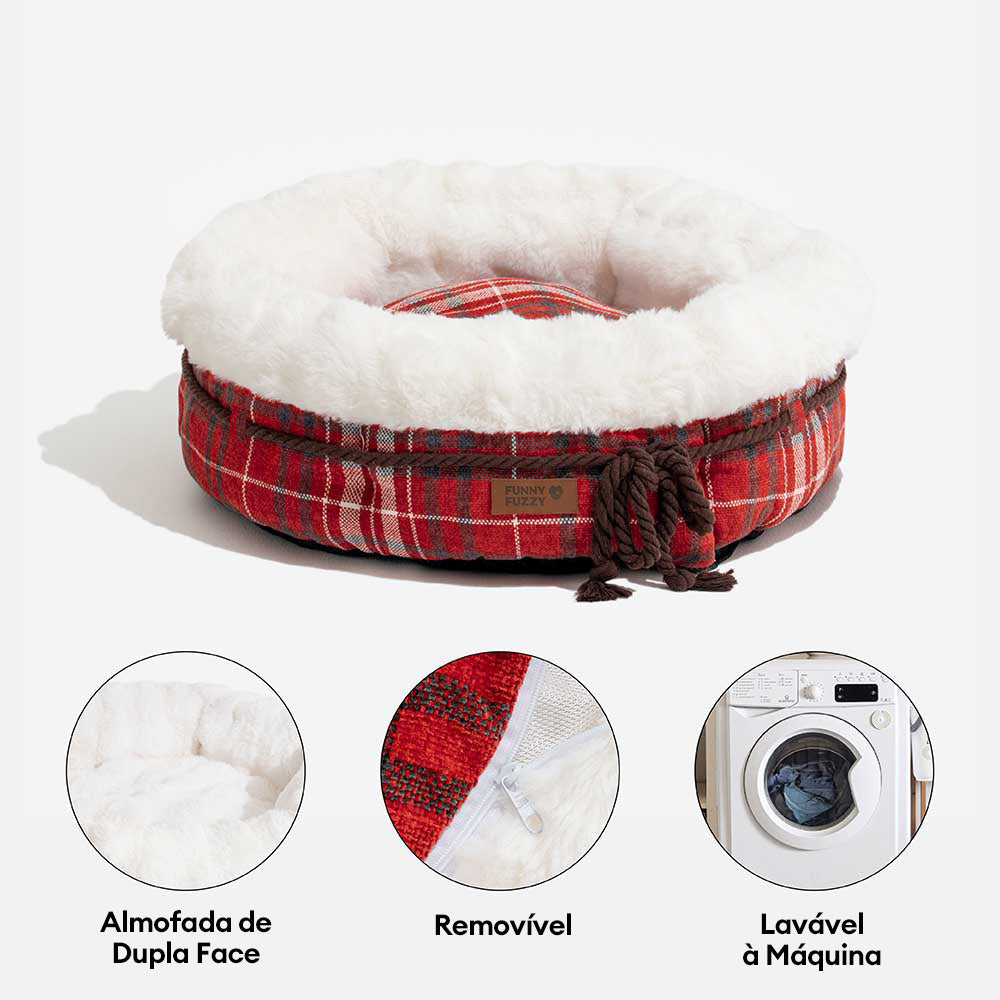 Cama de cachorro clássica Jacquard Plush Donut - Snuggle Den