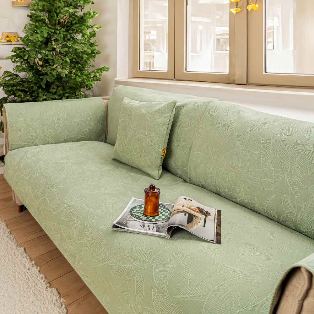 Cobertura Protetora de Sofá de Cor Sólida Luxuosa com Textura Jacquard Capa de Sofá