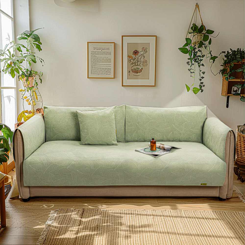 Cobertura Protetora de Sofá de Cor Sólida Luxuosa com Textura Jacquard Capa de Sofá