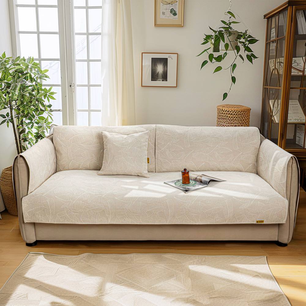 Cobertura Protetora de Sofá de Cor Sólida Luxuosa com Textura Jacquard Capa de Sofá