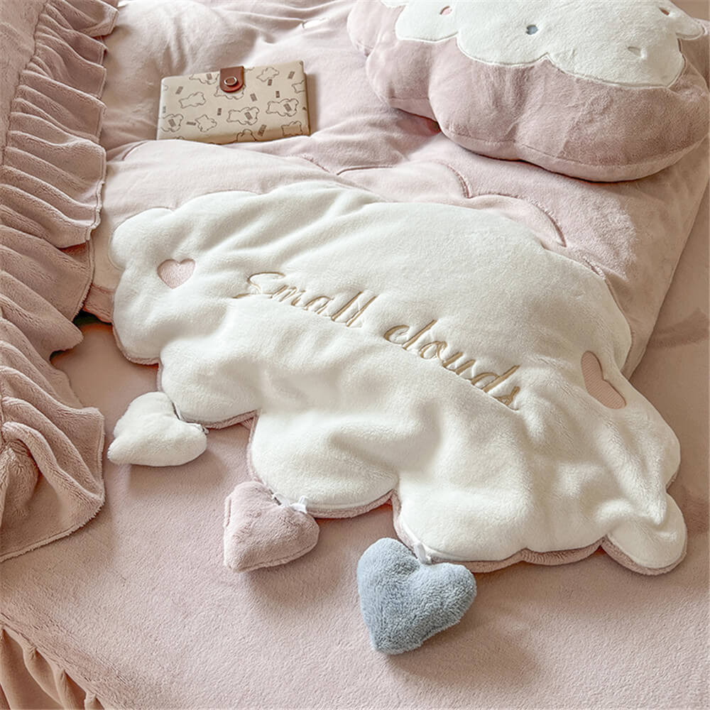 Conjunto de lençóis de cama bordados Milk Velvet Cloud Comfort com saia de cama