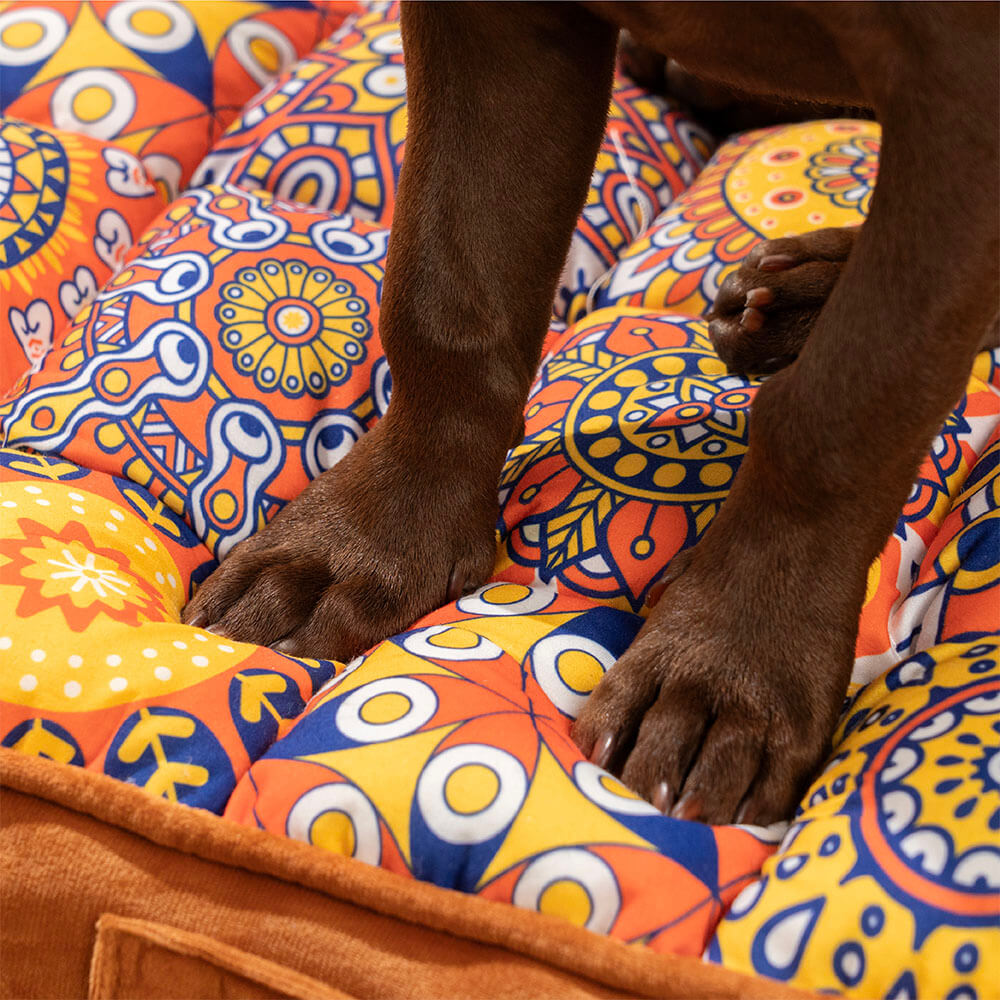 Cama ortopédica confortável espessada com apoio total marroquino para cachorro