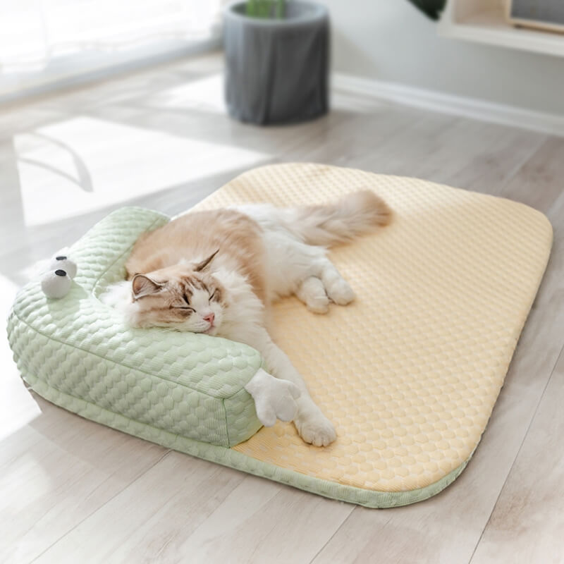 Cama para cães com proteção de pescoço para animais de estimação com resfriamento natural