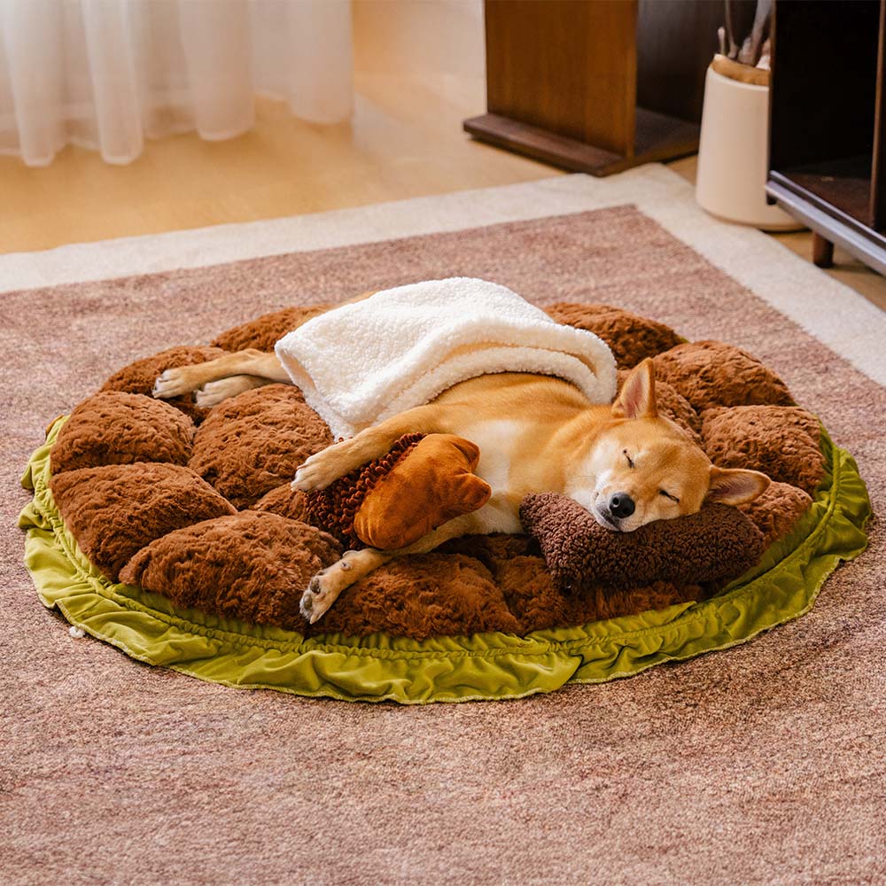 Cama de cachorro ajustável e calmante inspirada na natureza - Plush Nest