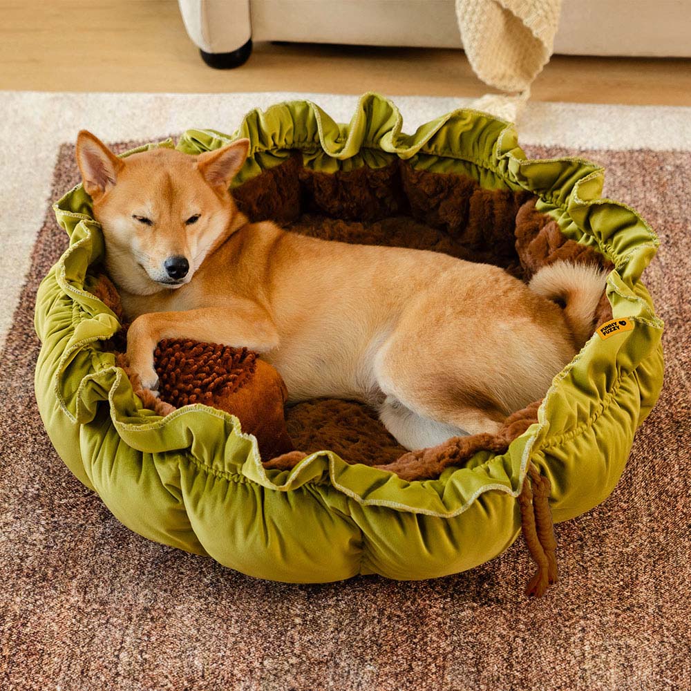 Cama de cachorro ajustável e calmante inspirada na natureza - Plush Nest