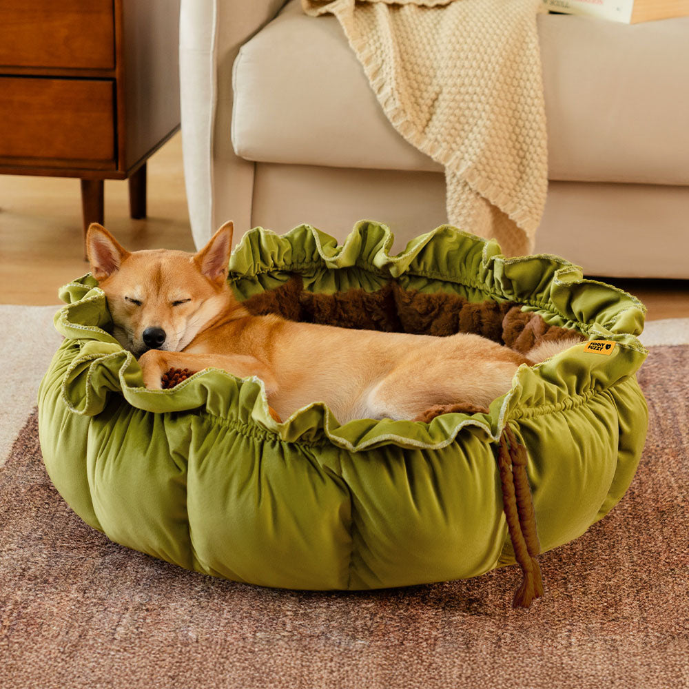 Cama de cachorro ajustável e calmante inspirada na natureza - Plush Nest