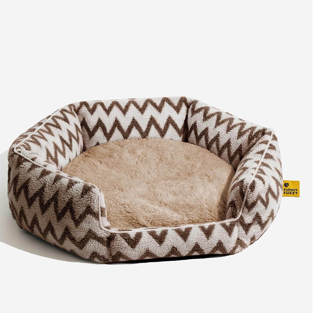 Cama de Gato Chevron Plush Retreat - O Abraço Quente