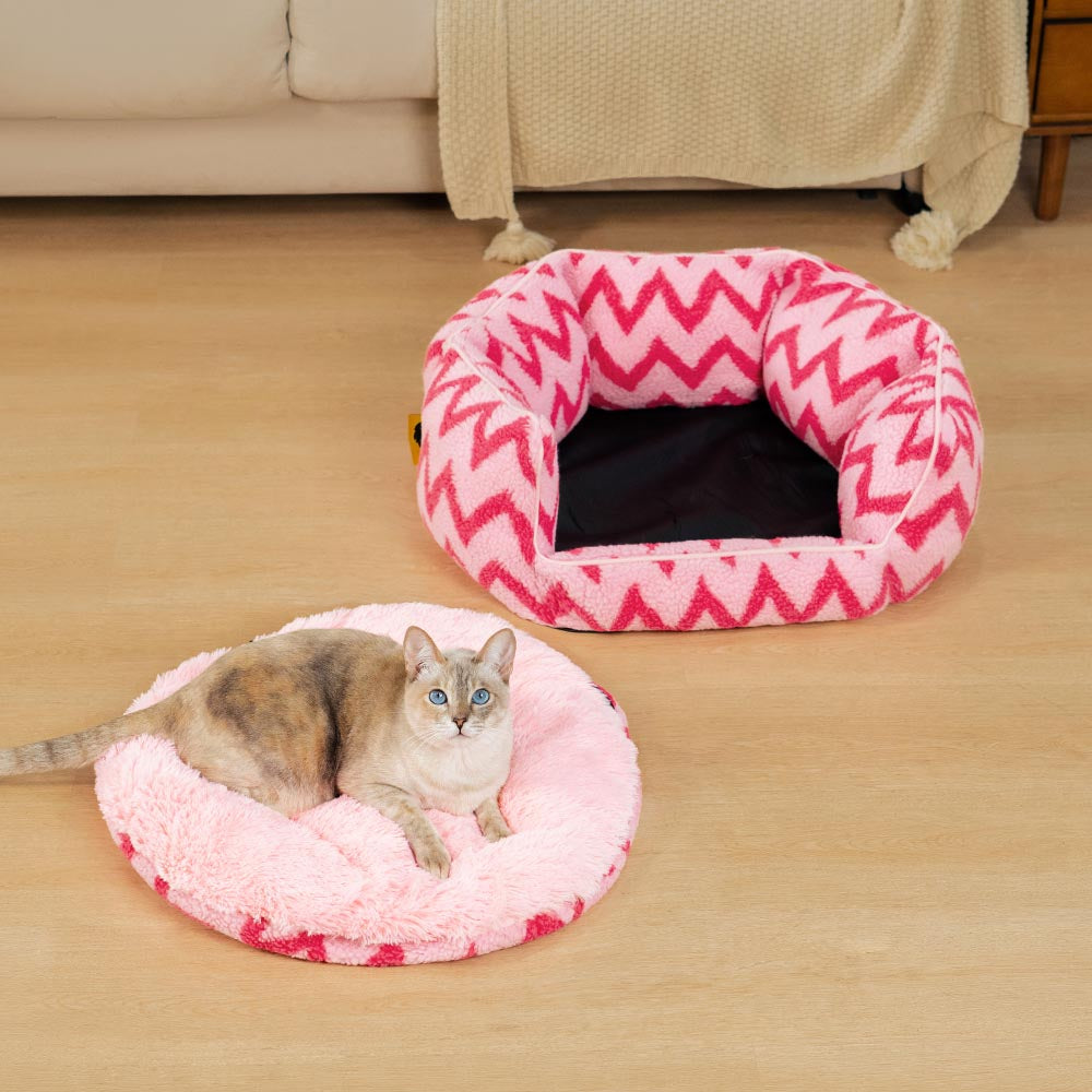 Cama de Gato Chevron Plush Retreat - O Abraço Quente