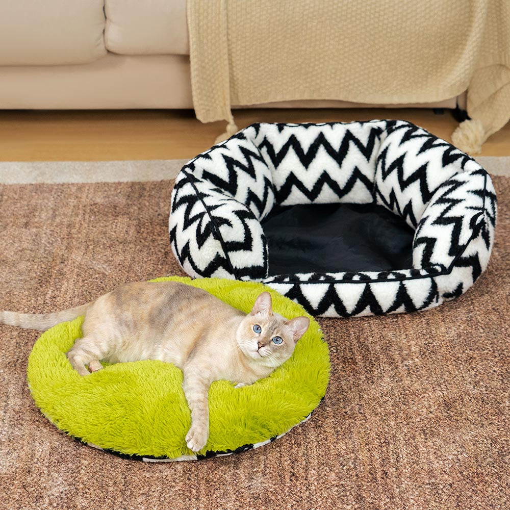 Cama de Gato Chevron Plush Retreat - O Abraço Quente