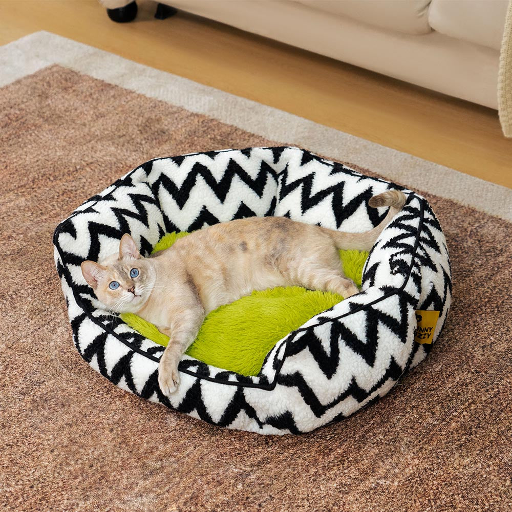 Cama de Gato Chevron Plush Retreat - O Abraço Quente