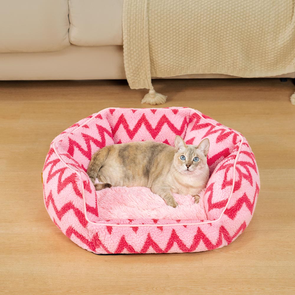 Cama de Gato Chevron Plush Retreat - O Abraço Quente