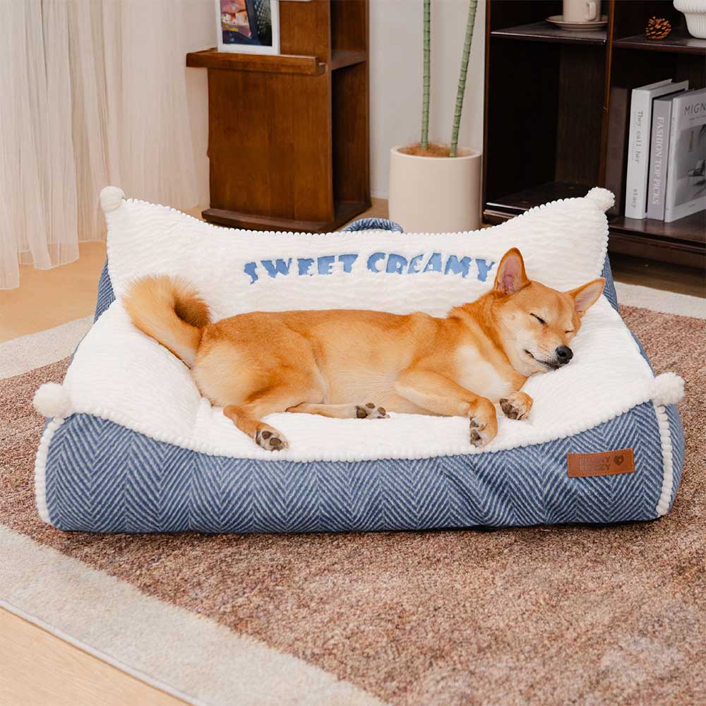 Sofá-cama para cachorro com reforço lavável e pelúcia - Sweet Creamy