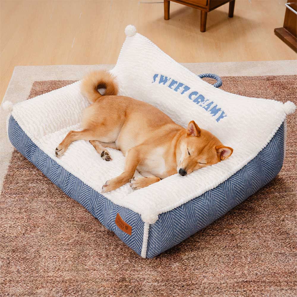 Sofá-cama para cachorro com reforço lavável e pelúcia - Sweet Creamy