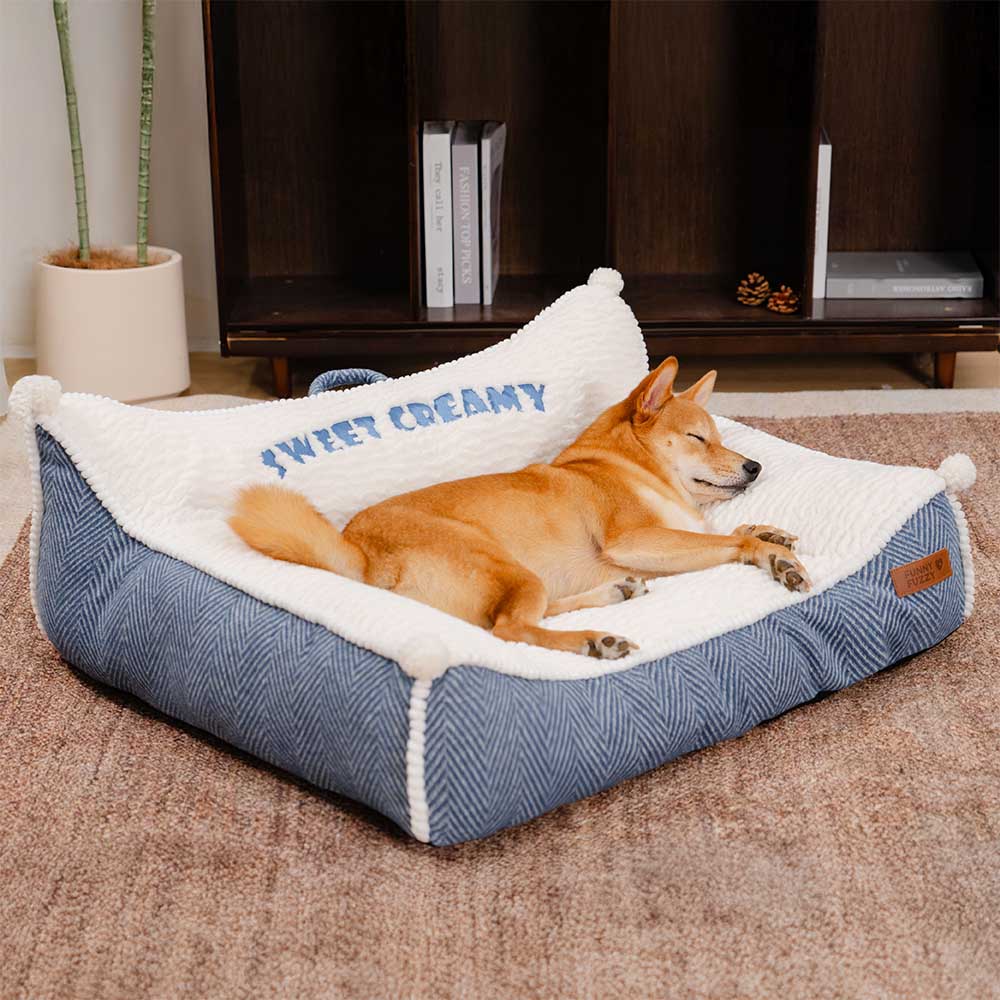 Sofá-cama para cachorro com reforço lavável e pelúcia - Sweet Creamy