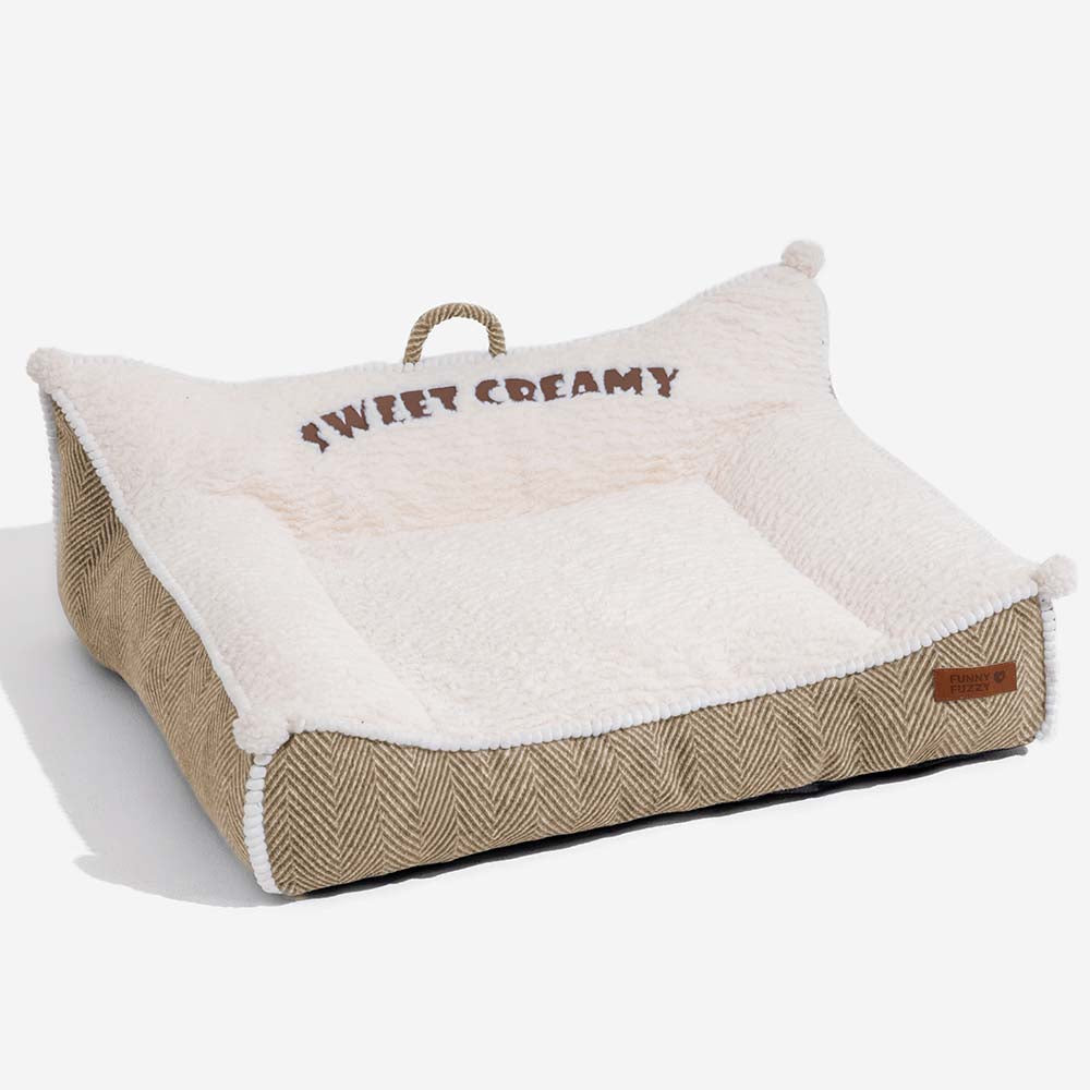 Sofá-cama para cachorro com reforço lavável e pelúcia - Sweet Creamy