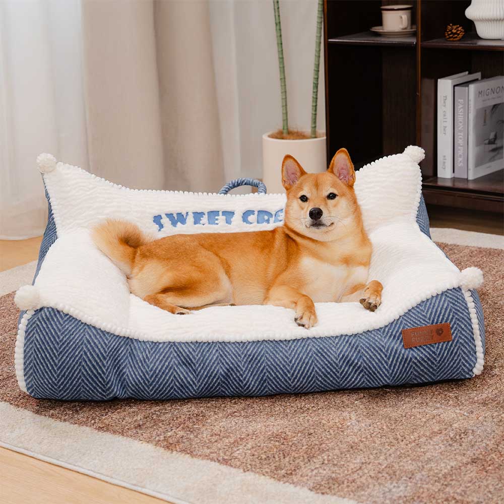 Sofá-cama para cachorro com reforço lavável e pelúcia - Sweet Creamy