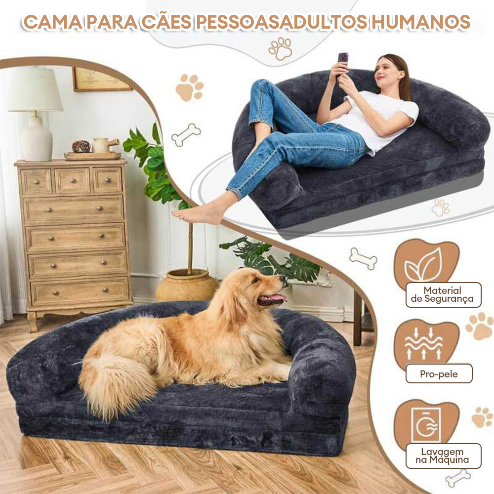 Cama de apoio ortopédica grande e fofa para humanos e cães