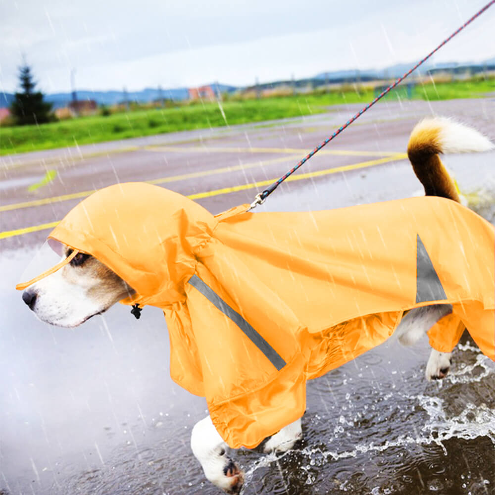 Capa de chuva reflexiva à prova de vento e impermeável com capuz para cães