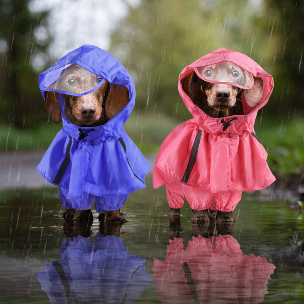 Capa de chuva reflexiva à prova de vento e impermeável com capuz para cães