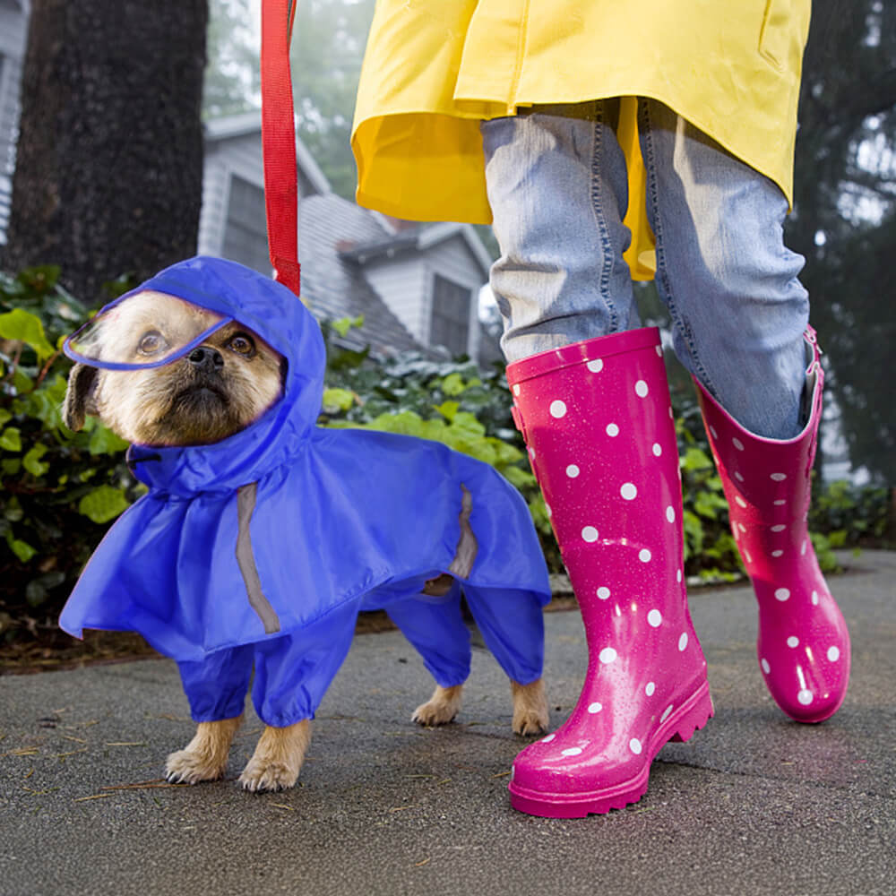 Capa de chuva reflexiva à prova de vento e impermeável com capuz para cães