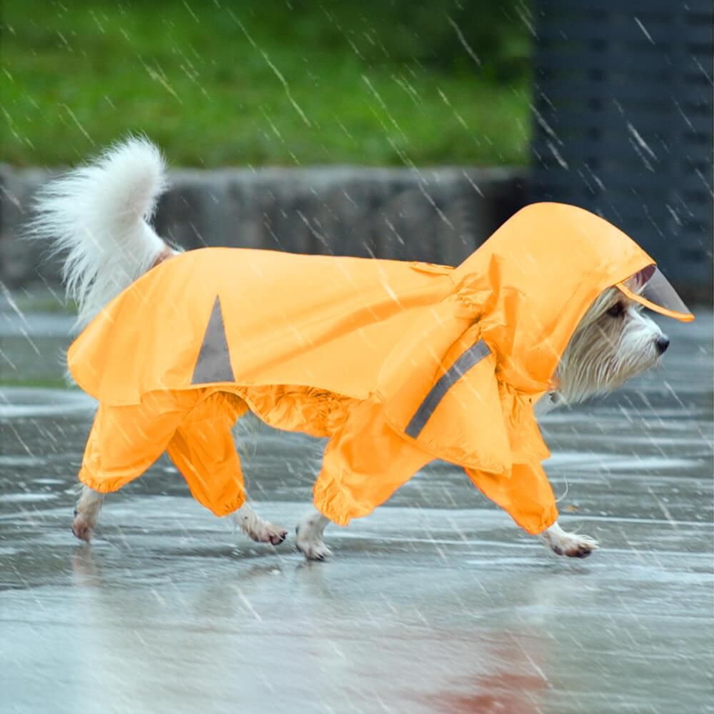 Capa de chuva reflexiva à prova de vento e impermeável com capuz para cães