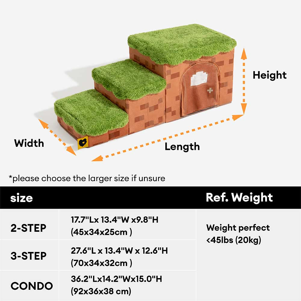 Escadas para Animais de Estimação Retrô Pixel Articuladas e Feitas à Mão com Armazenamento - Blocky PawGame