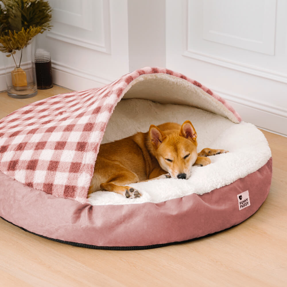 Cama Redonda com Dossel para Cães Pets Esconderijo dos Sonhos