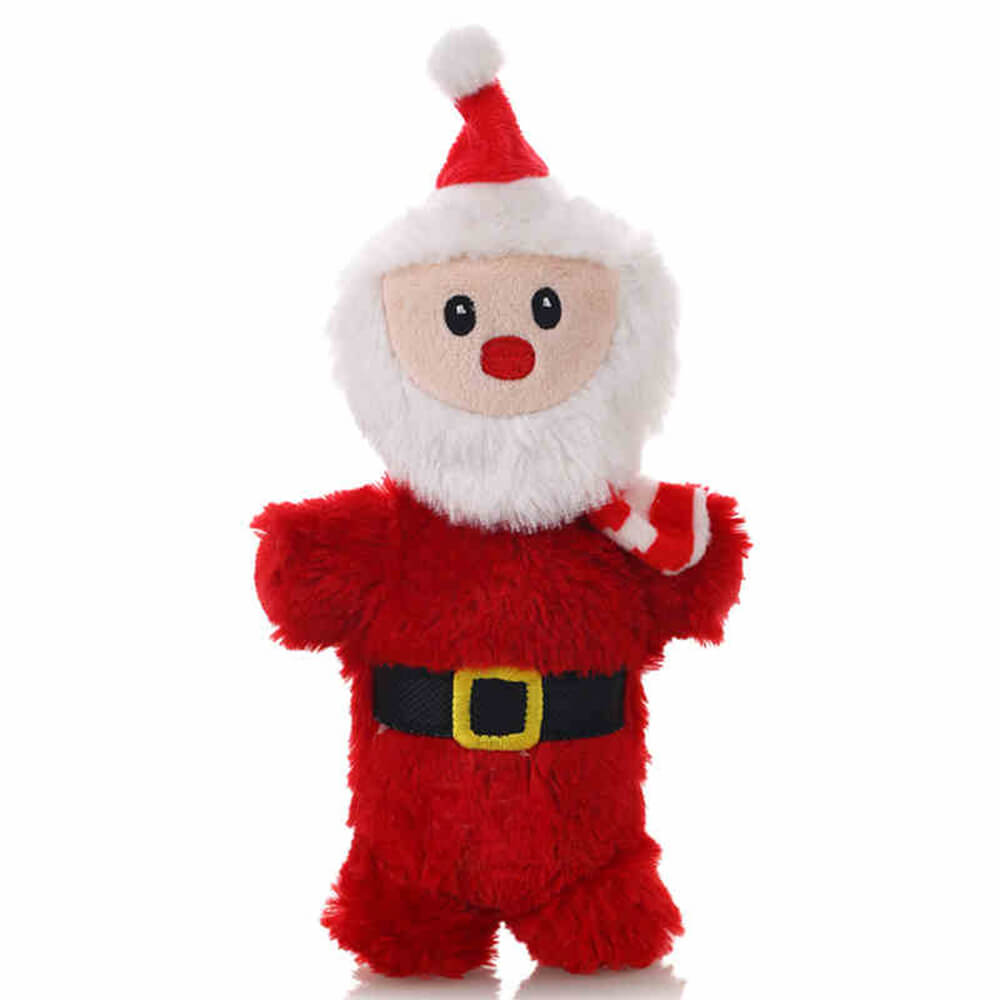 Boneca de Papai Noel de Natal durável Squeaker brinquedo de pelúcia interativo para cachorro