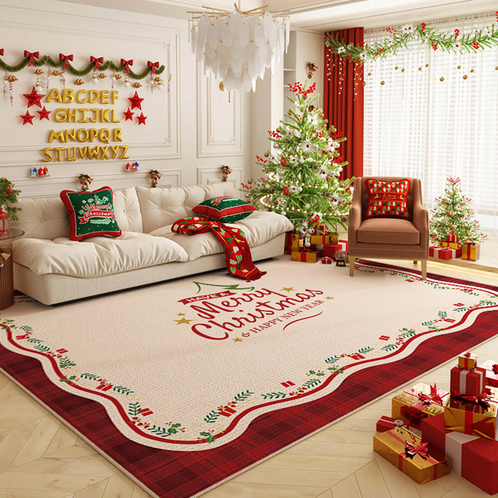 Tapete decorativo antiderrapante multiuso para casa de grande área Feliz Natal