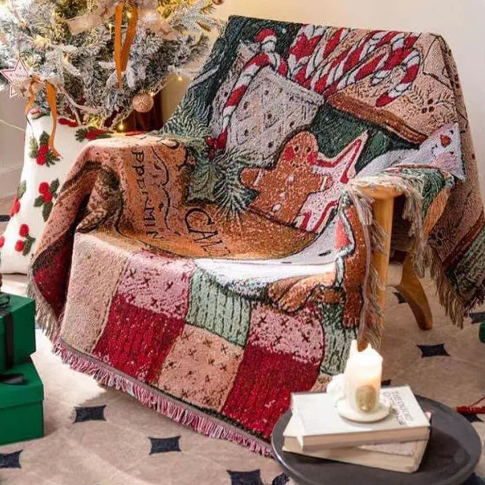 Manta decorativa multifuncional de malha jacquard de Natal