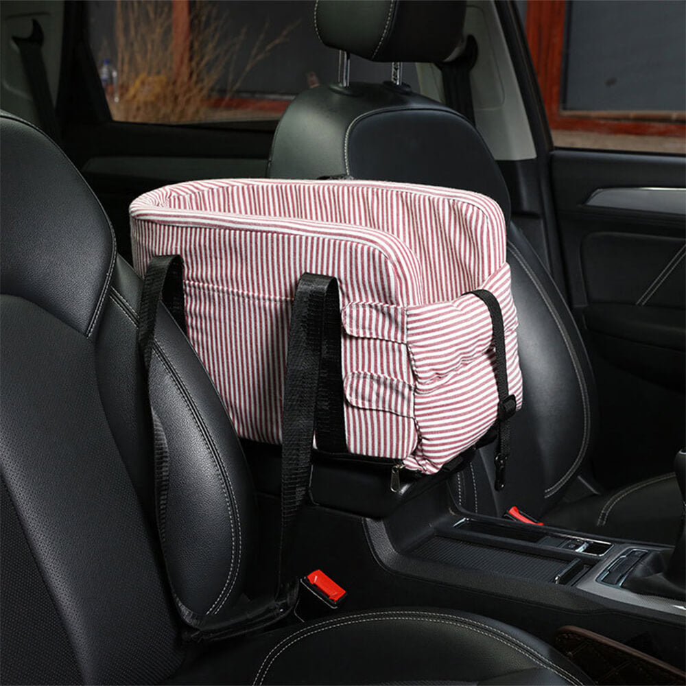 Assento de segurança para carro para cães de viagem portátil xadrez elegante, console central