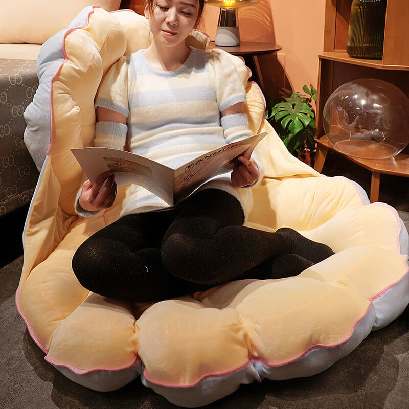 Almofada de pelúcia Shell grande cama humana calmante para animais de estimação