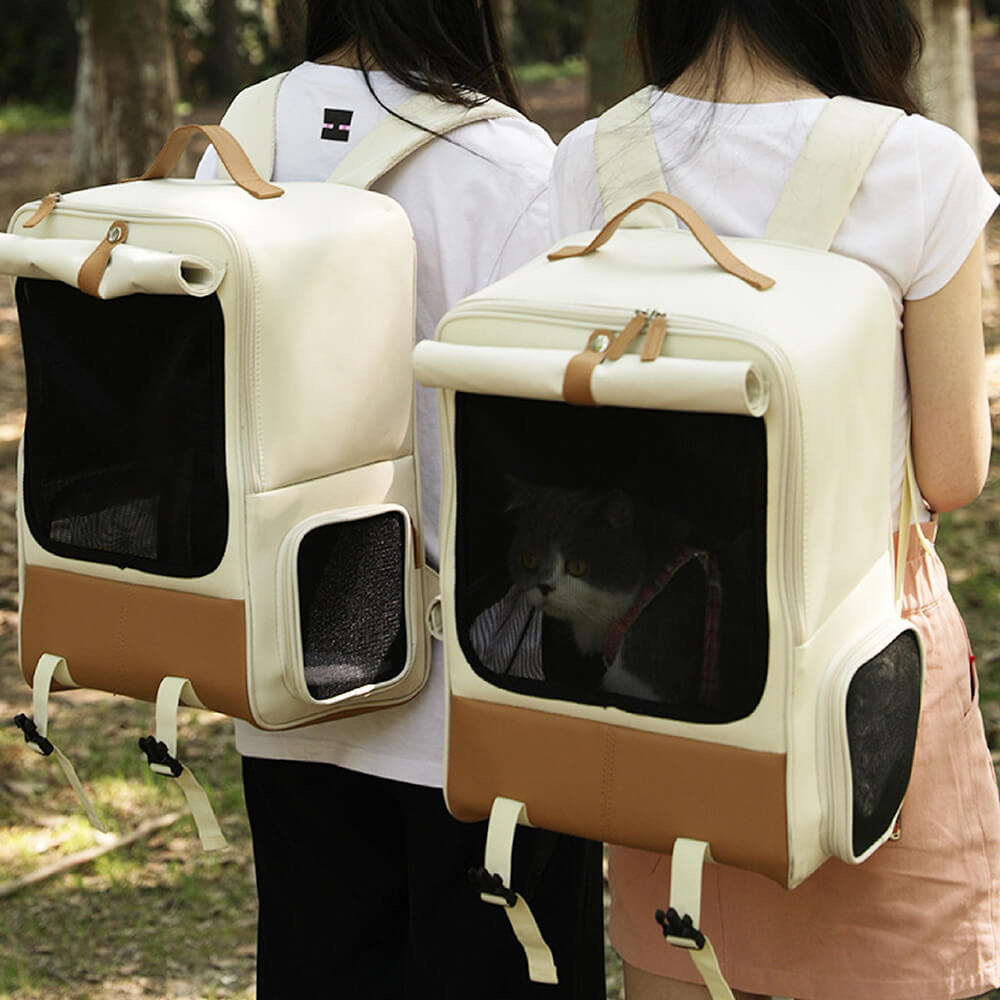 Mochila quadrada respirável dobrável portátil para transporte de animais de estimação para gatos