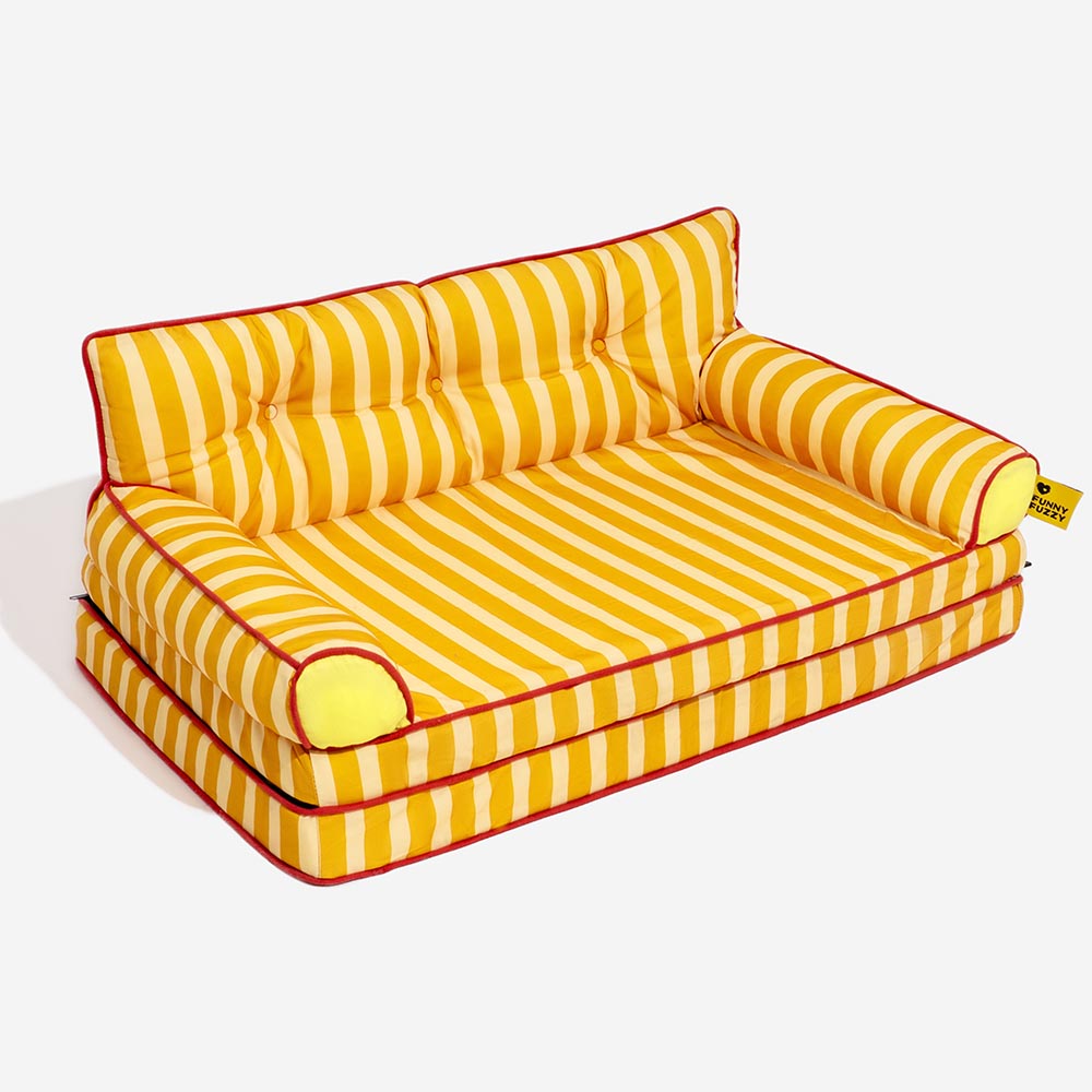 Sofá-cama dobrável para cães, listrado e repelente de água, moderno - Sunny Siesta