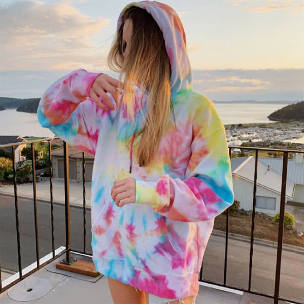 Moletom com capuz elegante tie-dye