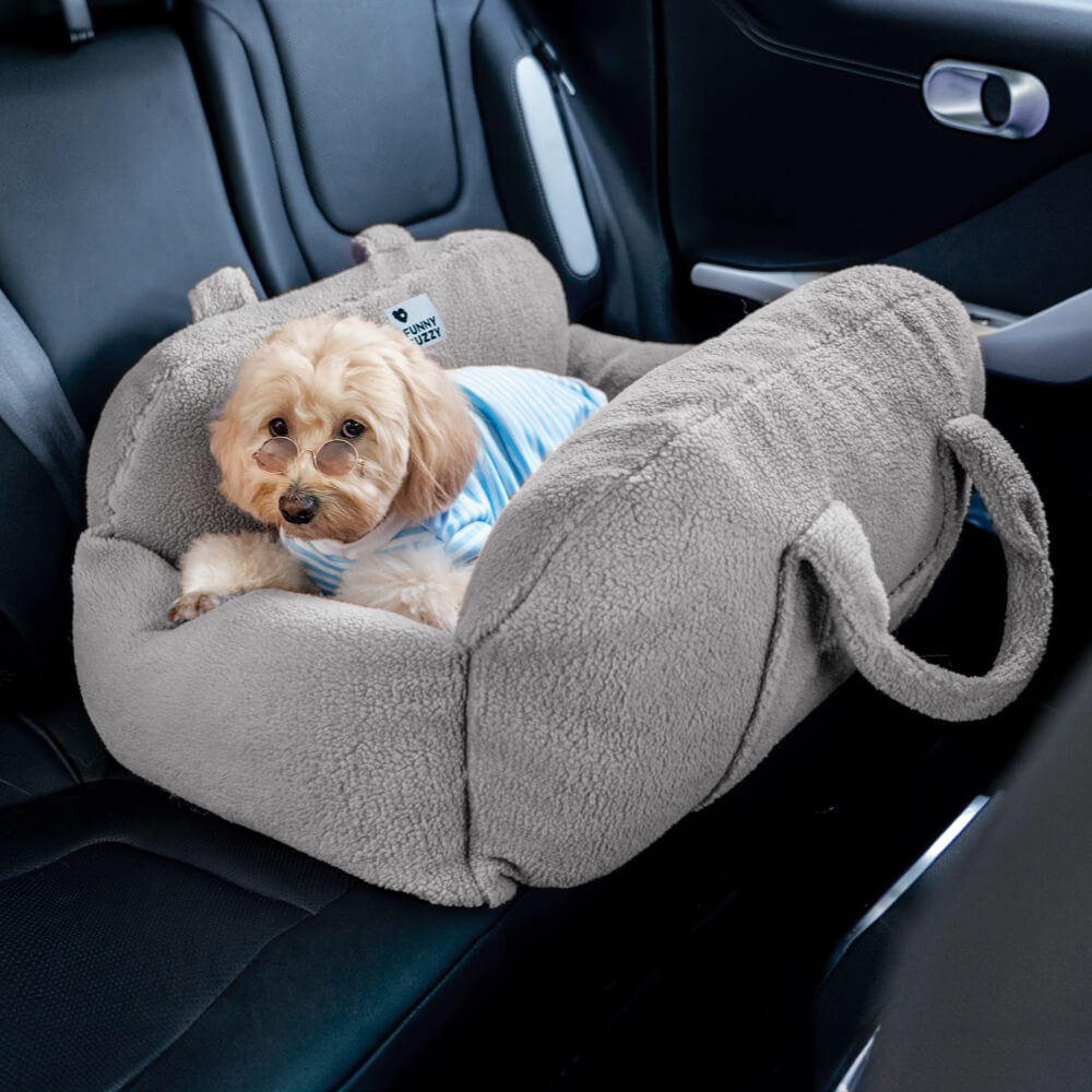 Protetor de viagem confortável e grosso de lã de cordeiro falsa para cachorro cama de assento de carro